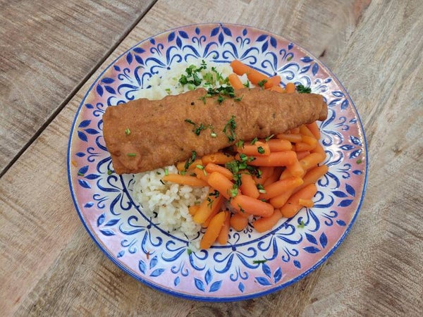 week 50 -  Lekkerbekje met worteltjes/peterselie & Risotto