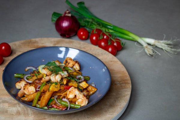 week 34 - Gamba's met Italiaanse groentemix en noedels