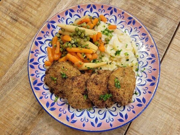 week 45 - Viskoekjes met aardappelgratin en groetemix