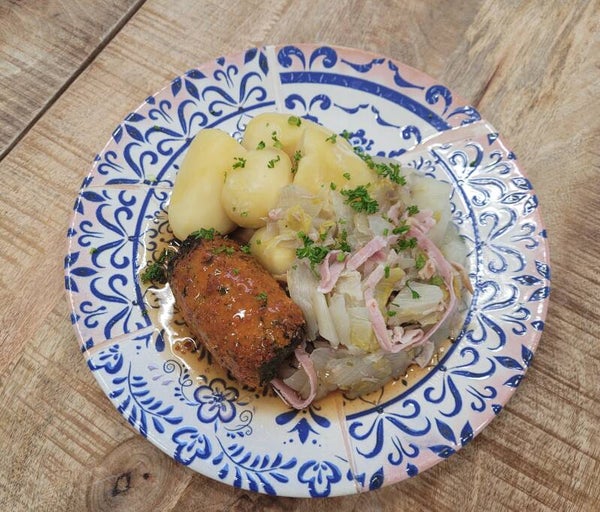 week 43 - Witlof met hamblokjes, aardappelpuree en boomstammetje