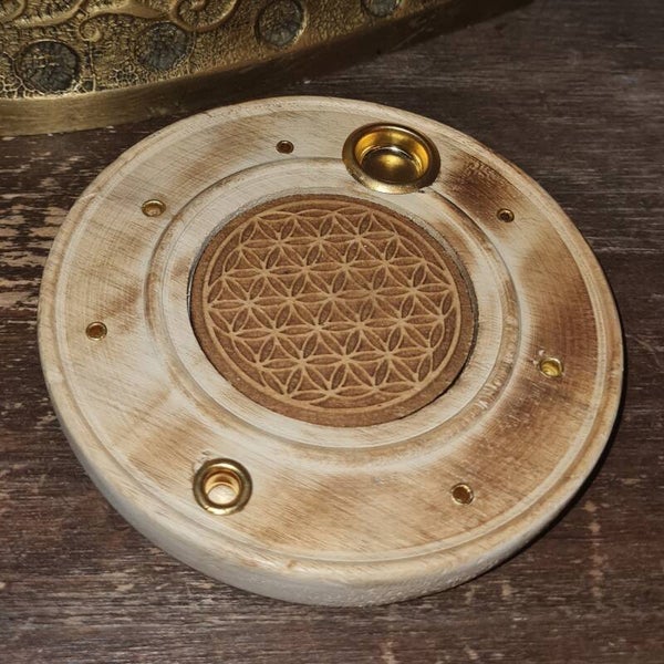 Räucherstäbchen- & Räucherkegelhalter "Blume des Lebens"