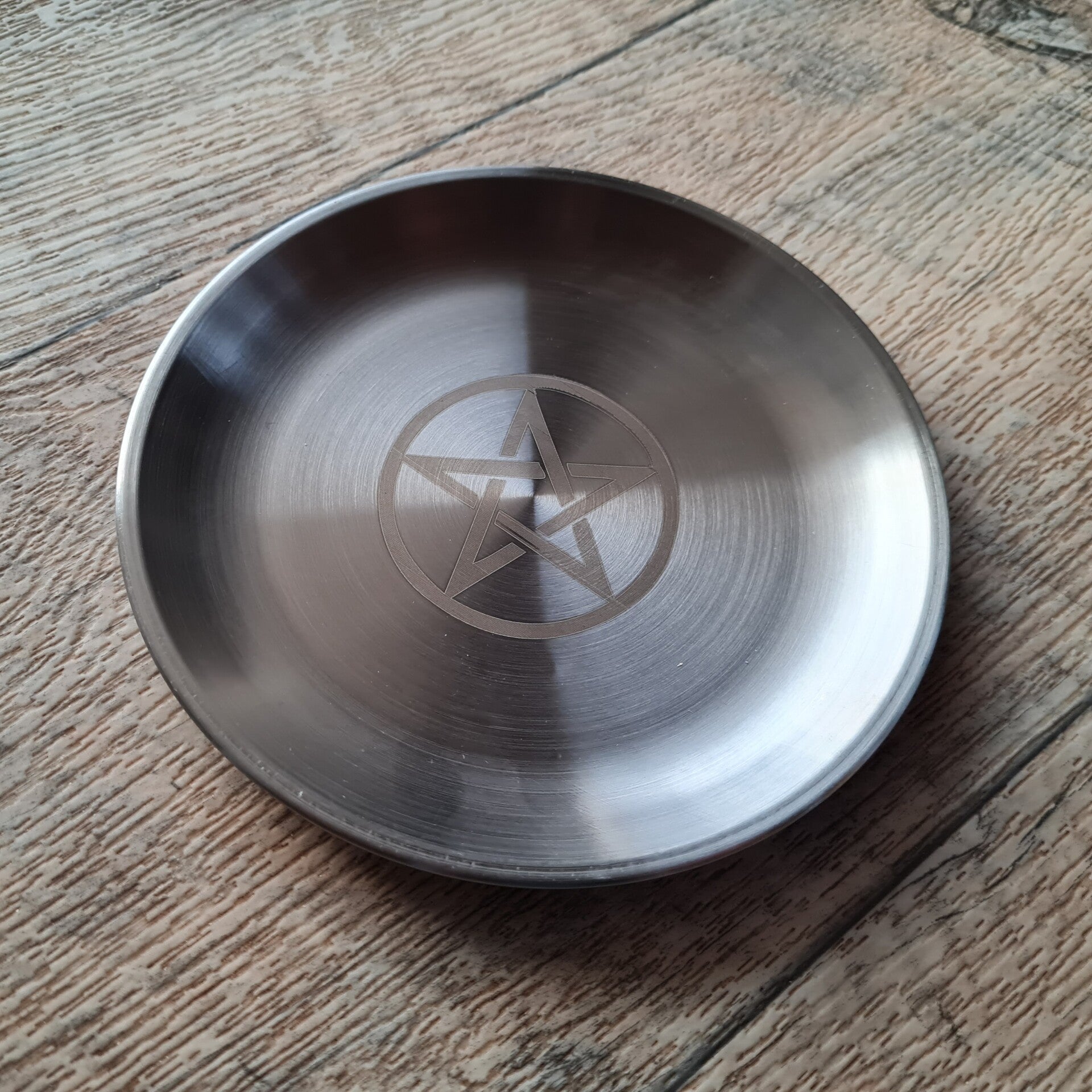 Kerzen Teller Silber "Pentagramm"