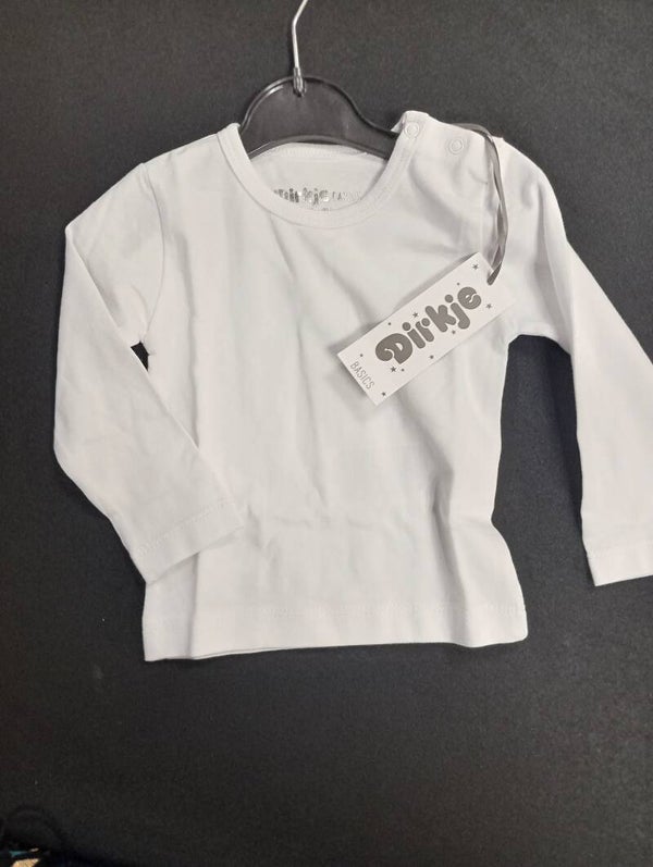 Dirkje shirt wit, lange mouw mt62/ 3mnd