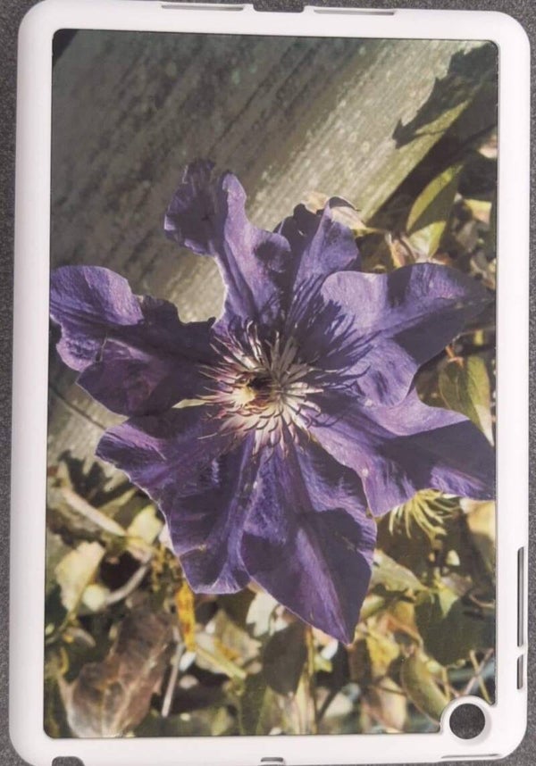 Tabletcase for minipad White met paarse bloem