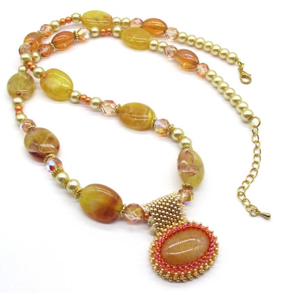 Sunshine Yellow Seed Beaded Necklace