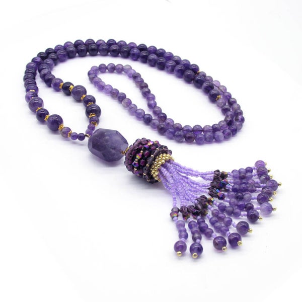 Amethyst Tassel Pendant Necklace