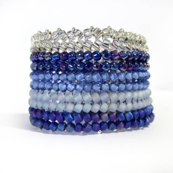 Sapphire: Handmade Chevron Beaded Bracelet