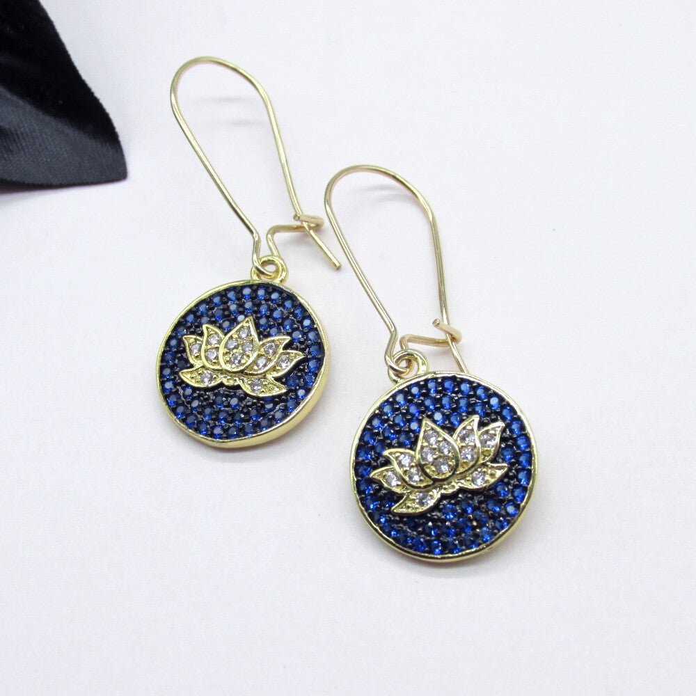 Rhinestone & CZ Lotus Earrings