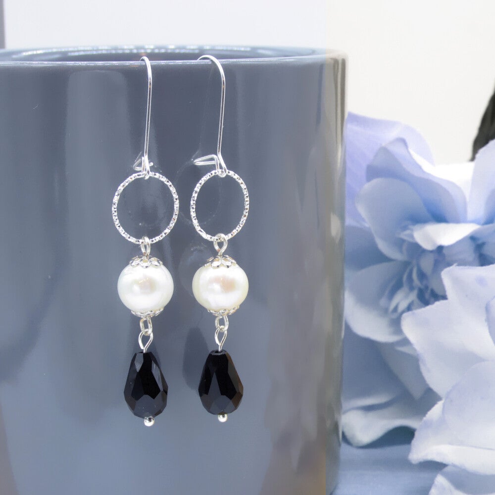 Sterling Silver Pearl & Crystal Earrings