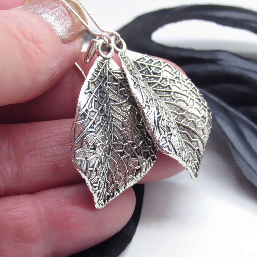 Sterling Silver Leaf Earrings