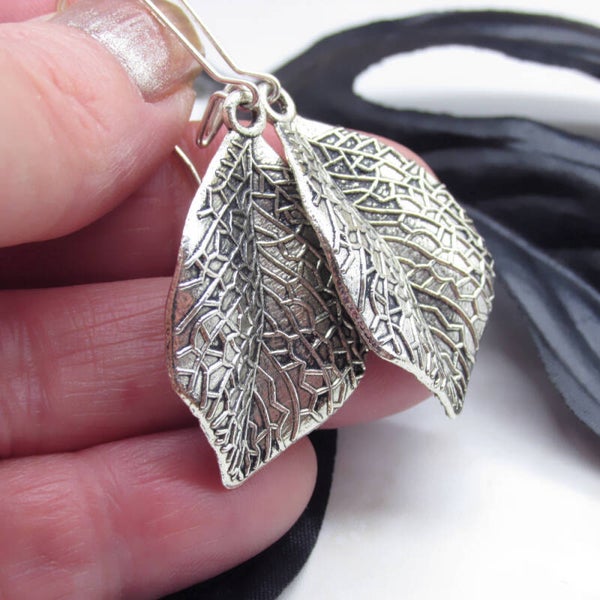 Sterling Silver Leaf Earrings