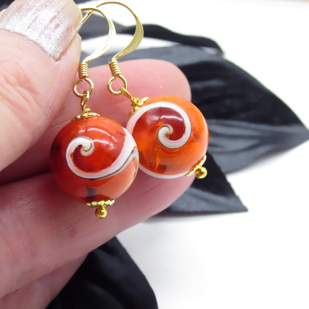 Resin Filled Shell Beaded Earrings