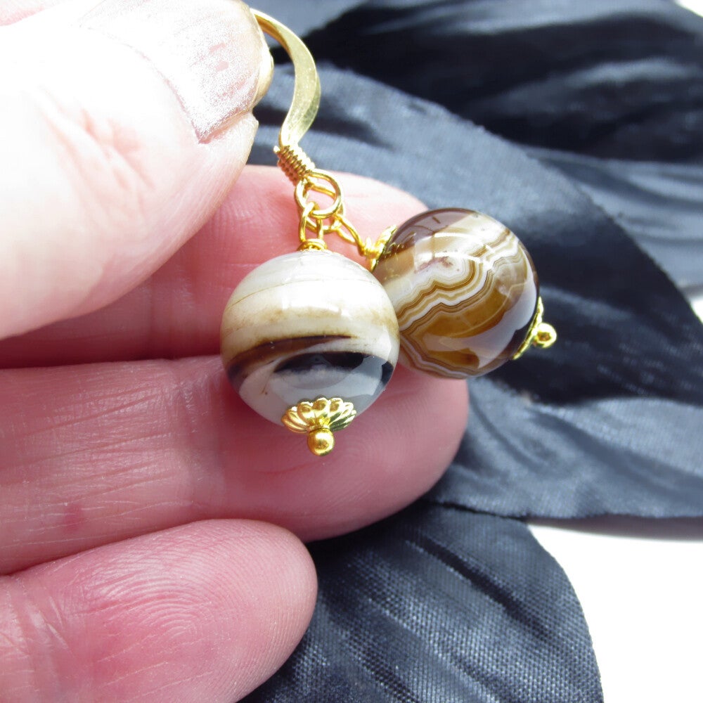 Natural Agate Beaded Earrings