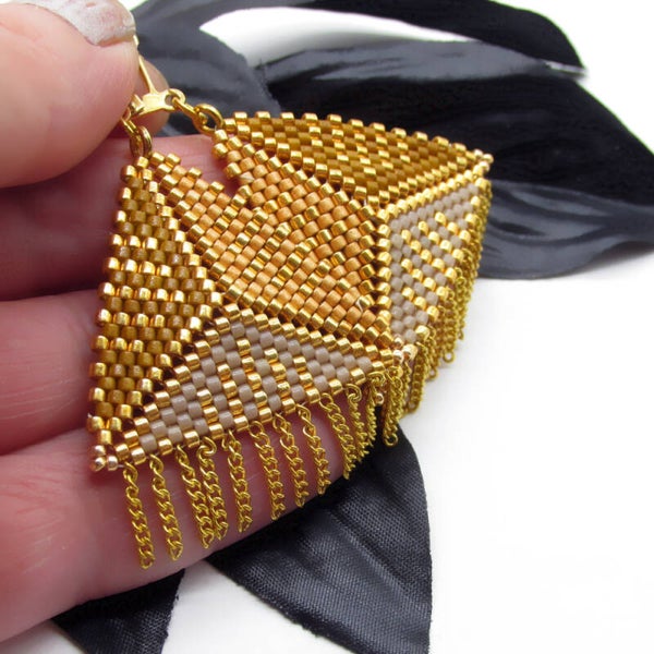 Seed Bead Pyramid Earrings