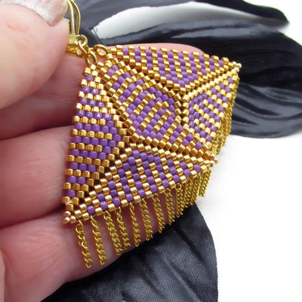 Seed Bead Pyramid Earrings
