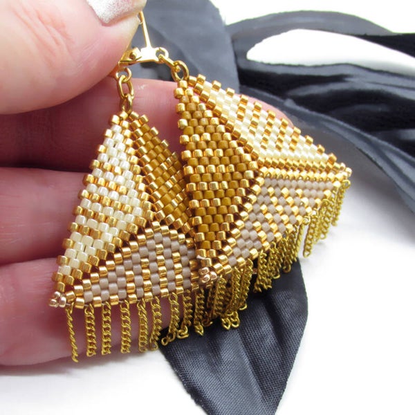 Seed Bead Pyramid Earrings