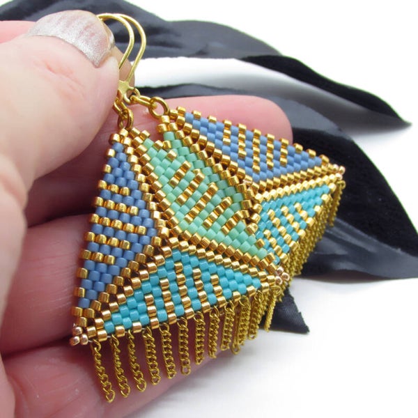 Seed Bead Pyramid Earrings