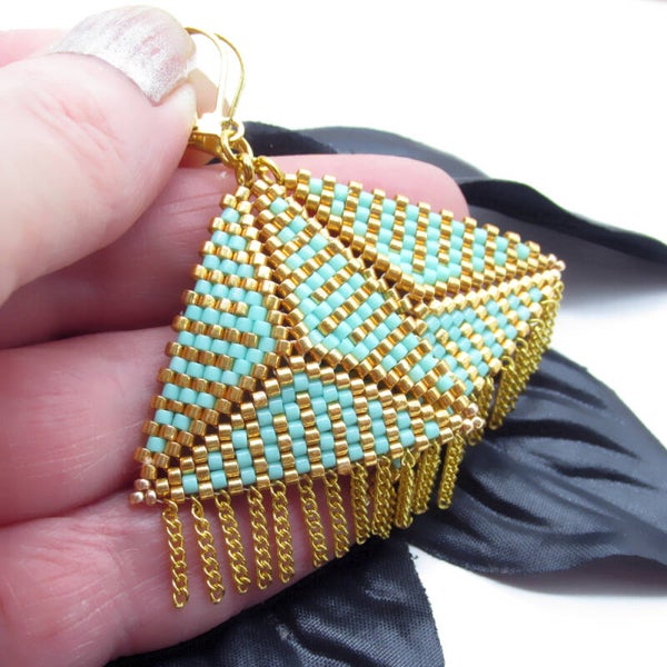 Seed Bead Pyramid Earrings