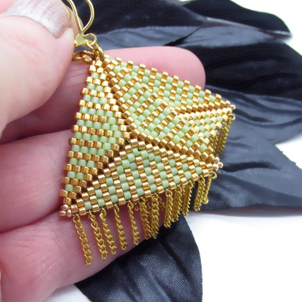 Seed Bead Pyramid Earrings