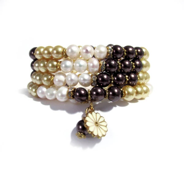 Glass & Cultured Pearl Wrap Bracelet: 6234