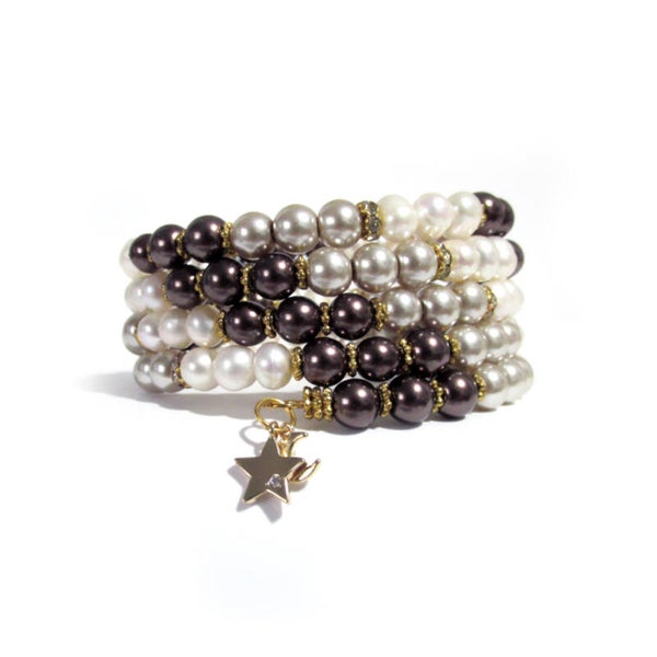 Glass & Cultured Pearl Wrap Bracelet: 6228