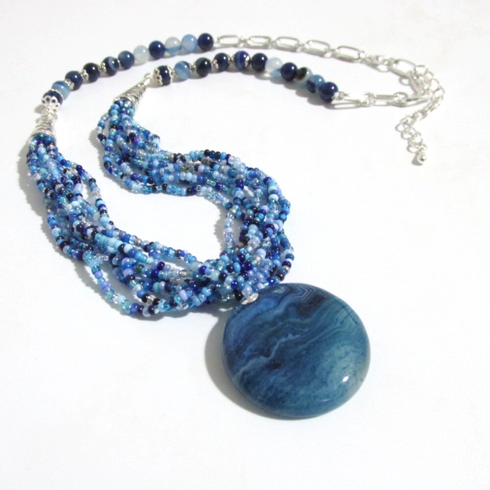 Blue Agate Pendant Necklace