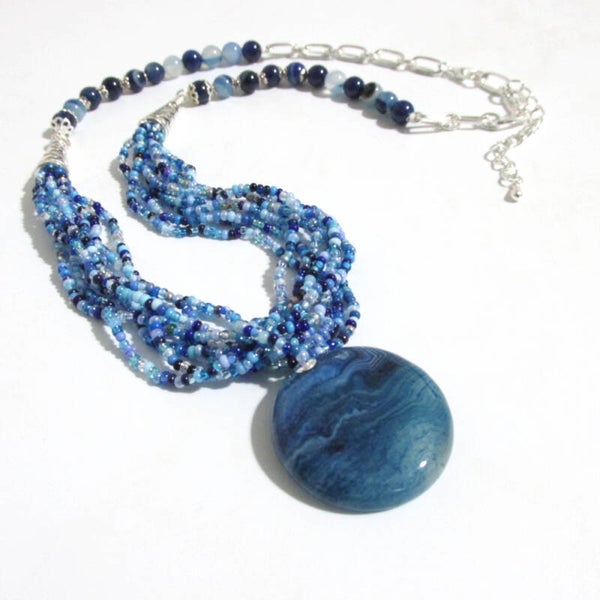 Blue Agate Pendant Necklace
