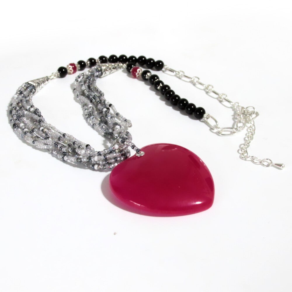 Pink Agate Heart Pendant