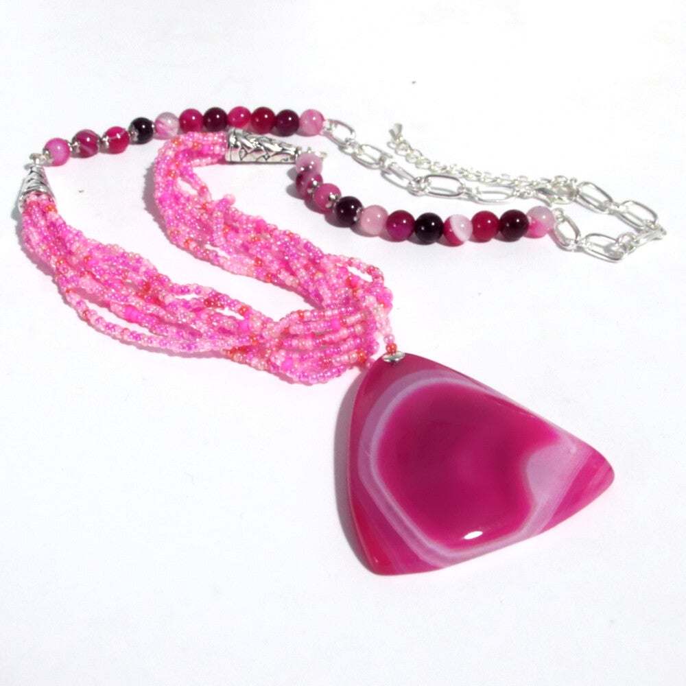 Pink Agate Pyramid Pendant