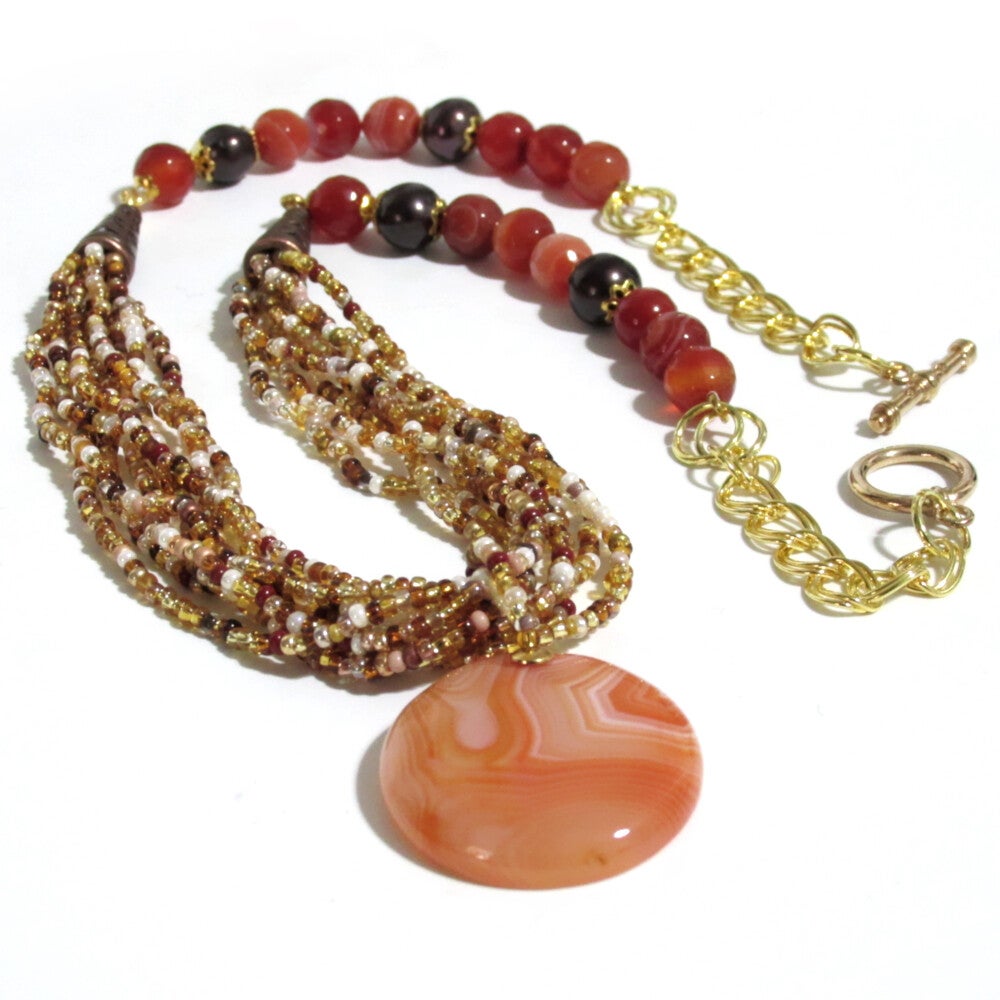 Orange Quartz Agate Pendant