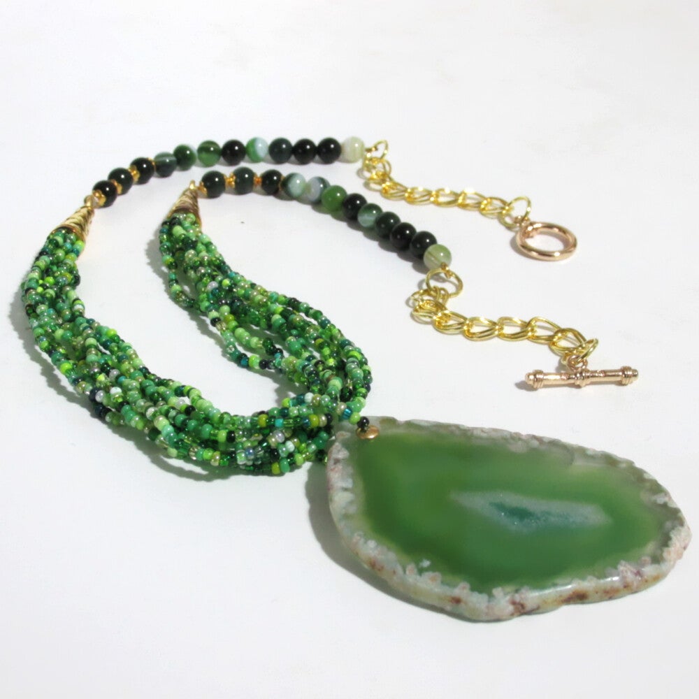 Natural Green Agate Pendant A