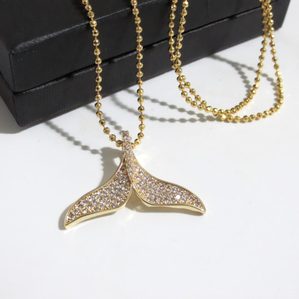 CZ Luxury Dolphin Tail Pendant Necklace