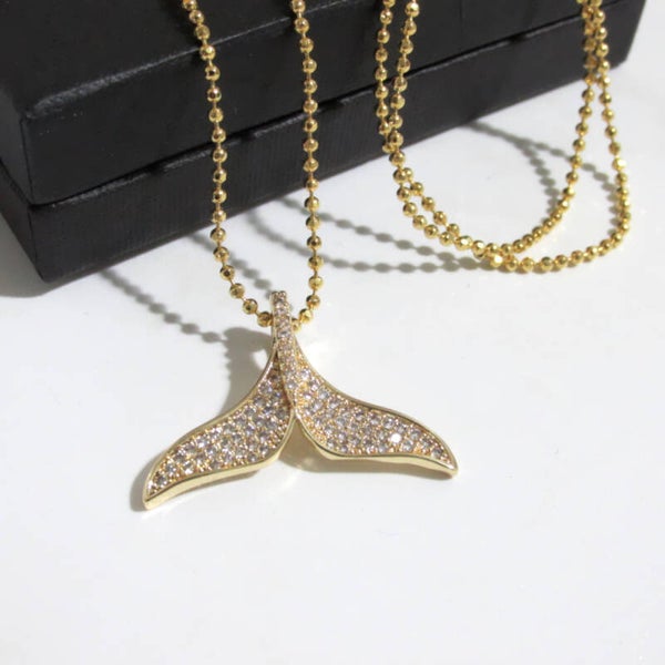 CZ Luxury Dolphin Tail Pendant Necklace