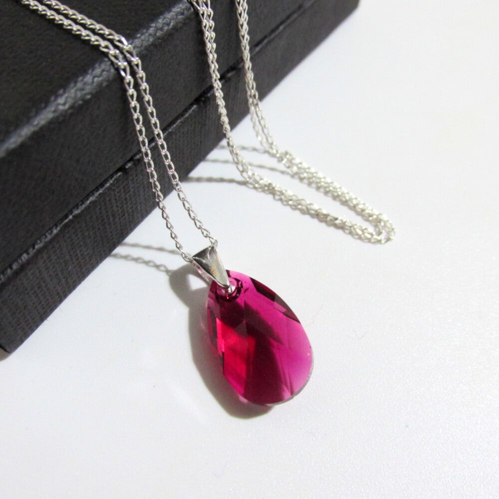 Sterling Silver Swarovski Drop Necklace