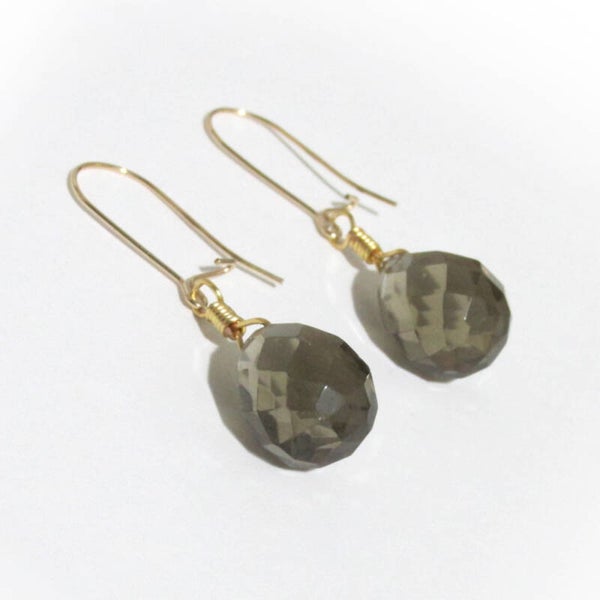 Wire Wrapped Smokey Drop Earring