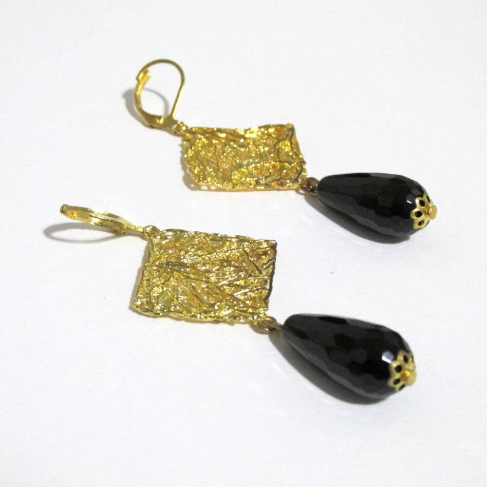 Gold & Black Drop Earrings