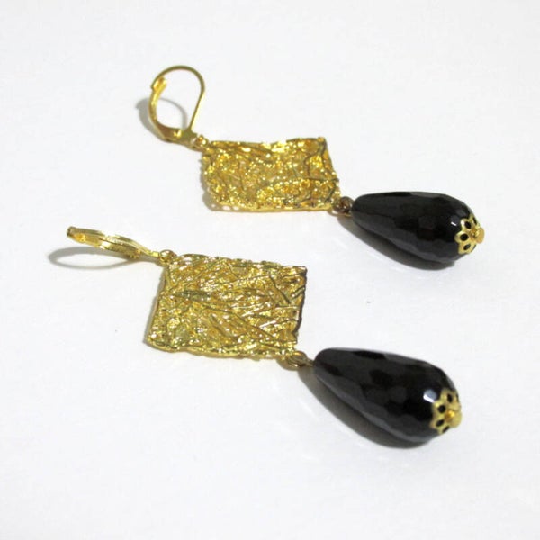 Gold & Black Drop Earrings