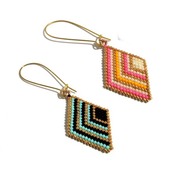 Colourful Weaved Earrings x2