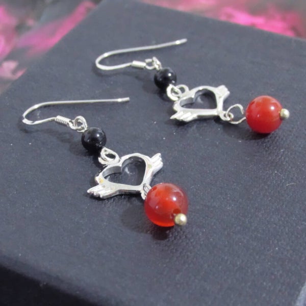 Sterling Silver Angel Heart Earrings