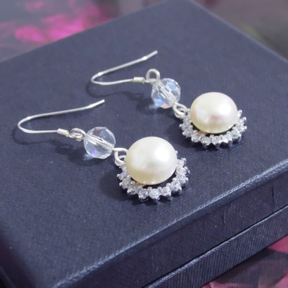 Delicate Sterling Silver Pearl Drop Earrings