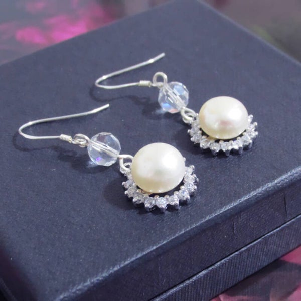 Delicate Sterling Silver Pearl Drop Earrings
