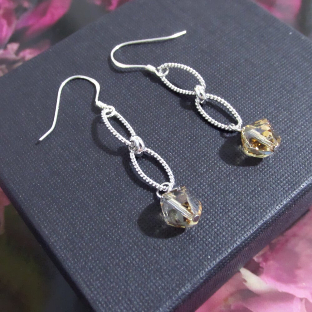 Sterling Silver Citrine Drop Earrings