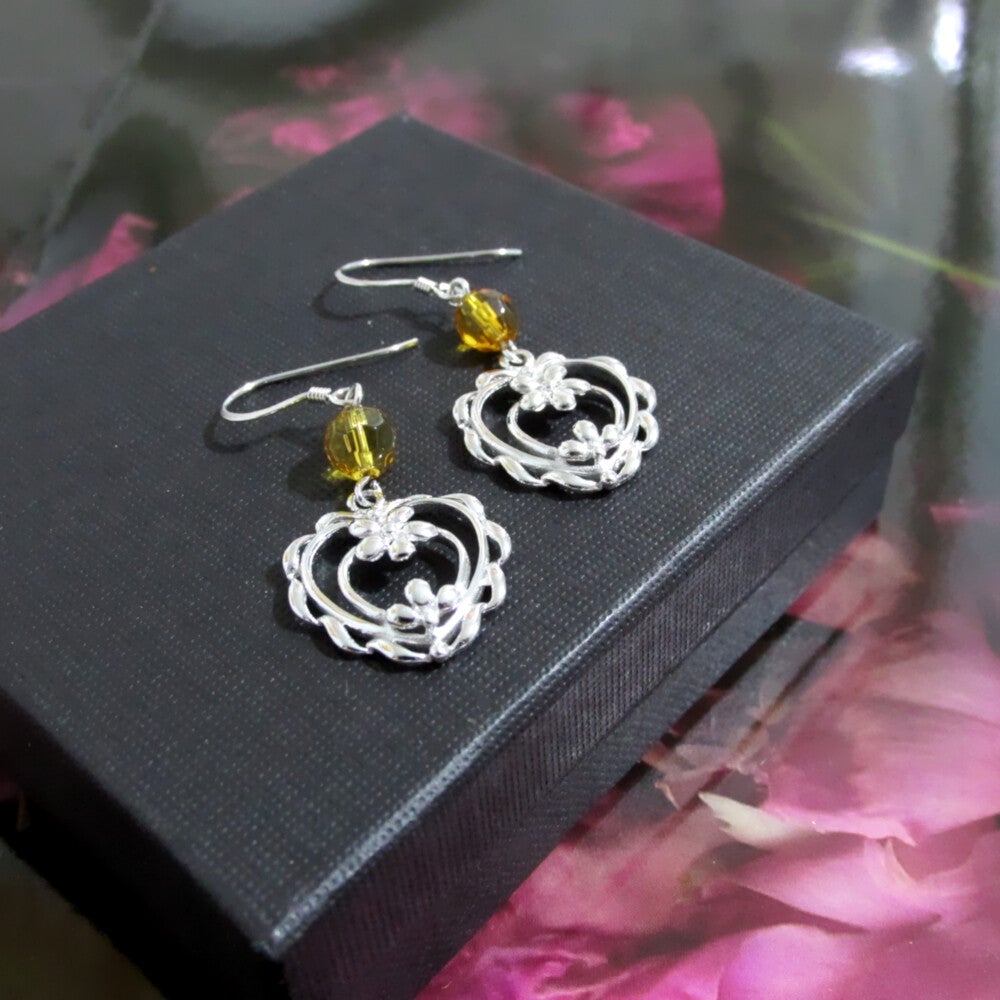 Sterling Silver Double Heart Drop Earrings