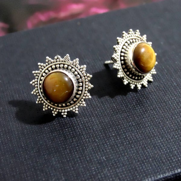 Sterling Silver Tiger Eye Earrings