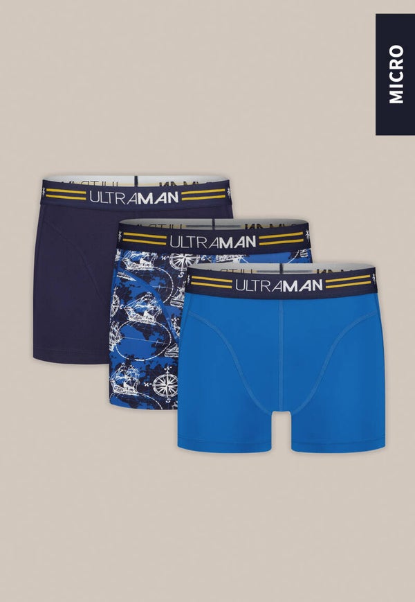 Boxers Micro 3-pack Navy+Blue+Print