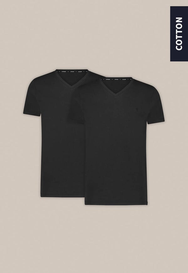 T-shirt V-neck 2-pack Black