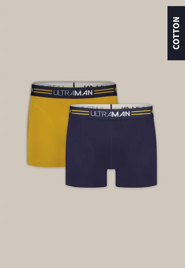Boxers Cotton 2-pack Navy+Yellow