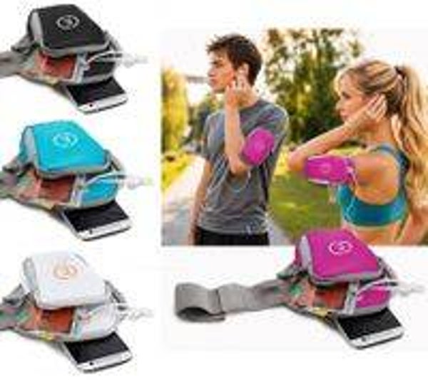 Echelon Lime Sportarmband-Tasche fürs Handy mit Kopfhöreröffnung Jogging-Armband Handy-Hülle 30cm Armumfang in Pink, Blau, Grau oder Schwarz