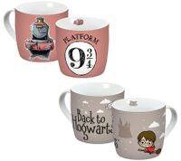 Harry Potter Tasse „Hogwarts Express“ oder "Back to Hogwarts" 300 ml Porzellan Becher mit Herzhenkel Rosa oder Grau
