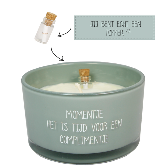My Flame - Flessenpost sojawas kaars - Momentje, het is tijd voor een complimentje